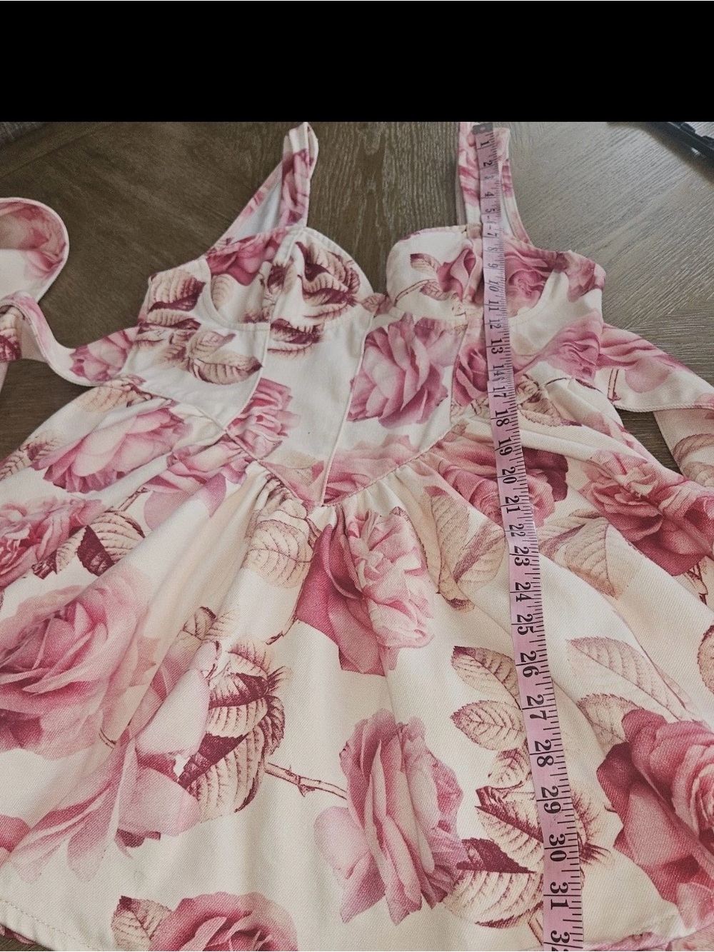 ASOS LUXE Denim Corset Garden Dress Shabby Chic Feminine Pink Roses Party 12 - Picture 10 of 14